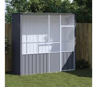 vidaXL Anthracite Aviary Bird Cage - Galvanised Steel Outdoor/Indoor Large Birdhouse for Parrots, Chickens - Spacious & Secure