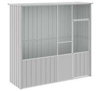 vidaXL Galvanised Steel Bird Cage House - Grey Aviary for Parrots, Rabbits, Poultry 215x78x200 cm