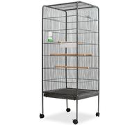 vidaXL Bird Cage House Stand Aviary Budgie Canary Parrot Cockatiel Steel Black
