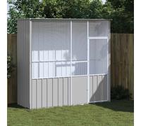 vidaXL Galvanised Steel Bird Cage House - Grey Aviary for Parrots, Rabbits, Poultry 215x78x200 cm