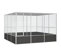 vidaXL Bird Cage Outdoor Bird Aviary All-in-one Large Parrot Cage for Budgie Pigeon Parrot Anthracite 302.5x324.5x211.5 cm Galvanised Steel