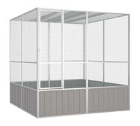 (grey, 213.5 x 217.5 x 211.5 cm) vidaXL Bird Cage Galvanised Steel Aviary House Anthracite/Grey Multi Sizes