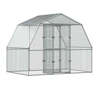 vidaXL Bird Cages 2 pcs - Galvanised Steel Large 375x285x230 cm Silver Outdoor Aviaries