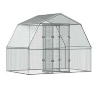 vidaXL Bird Cages 2 pcs - Galvanised Steel - Large 375x285x230 cm - Silver - Outdoor Aviaries with Water-Resistant Roof and Doors