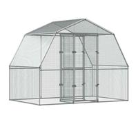 vidaXL Bird Cages 2 pcs - Galvanised Steel Large 375x285x230 cm Silver Outdoor Aviaries
