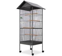 vidaXL Bird Cage With Roof 66X66X155cm Steel - Black, Black