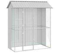vidaXL Rectangular Metal Bird Cages Set of 3 for Indoor and Outdoor Use | Robust Construction Spacious Accommodations Pets Easy Assembly Grey Cages