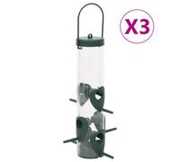(17 x 17 x 32 cm) vidaXL Bird Feeders Bird Seed Feeder Bird Feeding Station 3 pcs Dark Green
