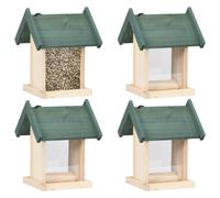 Vidaxl Bird Feeders 4 Pcs Firwood Bird Feeders
