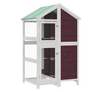 vidaXL Bird House, Bird Aviary with Nesting Box and Perch, Bird Cage for Garden Patio Yard, Finch Martin House, Mocha Solid Wood Pine