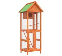 vidaXL Bird House, Bird Aviary with Nesting Box and Perch, Bird Cage for Garden Backyard, Finch Martin House, Brown Solid Wood Pine
