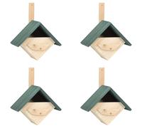 4x Firwood Bird Houses 24x16x30 cm Garden Wooden Nesting Habitat House vidaXL