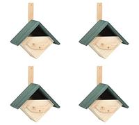 vidaXL Birdhouses 4pcs Pack, Handmade Solid Firwood Nesting Boxes with Green Roof, Outdoor Aviary for Small Birds, Wall-mounted with Pre-drilled Holes