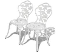 vidaXL Bistro Chairs 2 pcs Cast Aluminium White, White