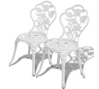 vidaXL Bistro Chairs 2 pcs Cast Aluminium White UK HOT