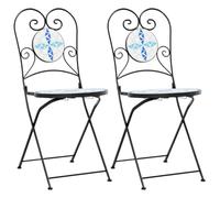 (blue and white) vidaXL Bistro Chairs Foldable Outdoor Chair Dining Pub Chair 2 pcs Ceramic