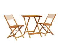 vidaXL Bistro Set 3 Piece Bar Set Balcony set Beige Fabric and Solid Wood