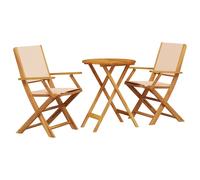 vidaXL Bistro Set 3 Piece Bar Set Balcony set Beige Fabric and Solid Wood