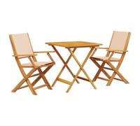 vidaXL Bistro Set 3 Piece Bar Set Balcony set Beige Fabric and Solid Wood