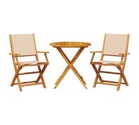 vidaXL Bistro Set 3 Piece Bar Set Balcony set Beige Fabric and Solid Wood