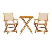 vidaXL Bistro Set 3 Piece Bar Set Balcony set Beige Fabric and Solid Wood