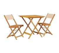 vidaXL Bistro Set 3 Piece Bar Set Balcony set Beige Fabric and Solid Wood