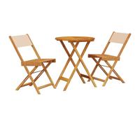 vidaXL Bistro Set 3 Piece Bar Set Balcony set Beige Fabric and Solid Wood