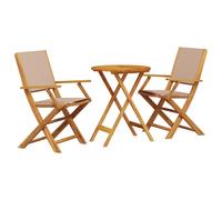 vidaXL Bistro Set 3 Piece Bar Set Balcony set Taupe Fabric and Solid Wood