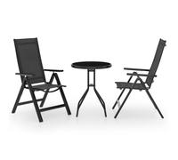 vidaXL 3 Piece Bistro Set Black and Anthracite UK GF0