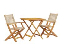 vidaXL Bistro Set 3 Piece Outdoor Bar Set Beige Poly Rattan and Solid Wood