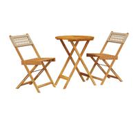 vidaXL Bistro Set 3 Piece Outdoor Bar Set Beige Poly Rattan and Solid Wood