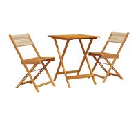 vidaXL Bistro Set 3 Piece Outdoor Bar Set Beige Polypropylene and Solid Wood