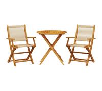 vidaXL Bistro Set 3 Piece Outdoor Bar Set Beige Polypropylene and Solid Wood