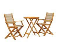 vidaXL Bistro Set 3 Piece Outdoor Bar Set Beige Polypropylene and Solid Wood