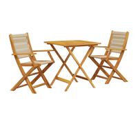 vidaXL Bistro Set 3 Piece Outdoor Bar Set Beige Polypropylene and Solid Wood