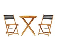 vidaXL Bistro Set 3 Piece Outdoor Bar Set Black Polypropylene and Solid Wood