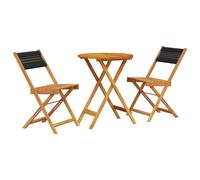 vidaXL Bistro Set 3 Piece Outdoor Bar Set Black Polypropylene and Solid Wood