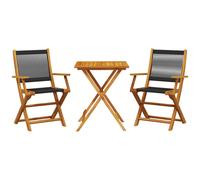 vidaXL Bistro Set 3 Piece Outdoor Bar Set Black Polypropylene and Solid Wood
