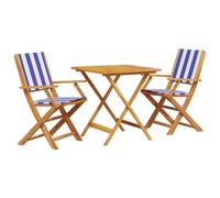vidaXL Bistro Set 3 Piece Outdoor Bar Set Blue and White Fabric and Solid Wood