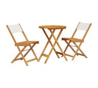 vidaXL Bistro Set 3 Piece Outdoor Bar Set Cream White Fabric and Solid Wood