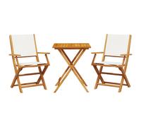 vidaXL Bistro Set 3 Piece Outdoor Bar Set Cream White Fabric and Solid Wood