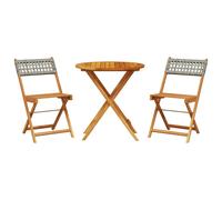 vidaXL Bistro Set 3 Piece Outdoor Bar Set Grey Poly Rattan and Solid Wood
