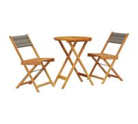 vidaXL Bistro Set 3 Piece Outdoor Bar Set Grey Polypropylene and Solid Wood