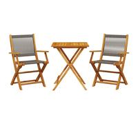 vidaXL Bistro Set 3 Piece Outdoor Bar Set Grey Polypropylene and Solid Wood