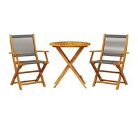 vidaXL Bistro Set 3 Piece Outdoor Bar Set Grey Polypropylene and Solid Wood