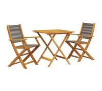 vidaXL Bistro Set 3 Piece Outdoor Bar Set Grey Polypropylene and Solid Wood
