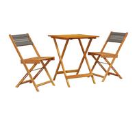 vidaXL Bistro Set 3 Piece Outdoor Bar Set Grey Polypropylene and Solid Wood