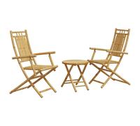 vidaXL Bistro Set 3 Piece Outdoor Bistro Set Garden Table and Chair Bamboo