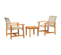 vidaXL Bistro Set 3 Piece Table and Chair Beige Poly Rattan and Acacia Wood