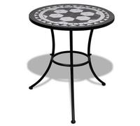 vidaXL Bistro Table Black and White 60 cm crafted with Iron and Ceramic - Suitable for Outdoor usage - Dining Table with Rotund Design.